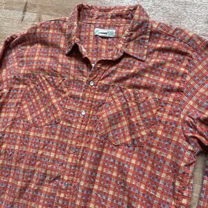 Vintage Haband Men’s Pearl Snap Flannel Shirt L Plaid Long Sleeve Western Cowboy